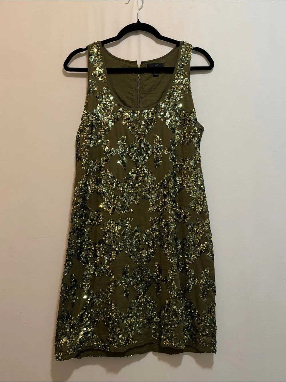 J. Crew Olive Sequin Midi Tank Dress size 6